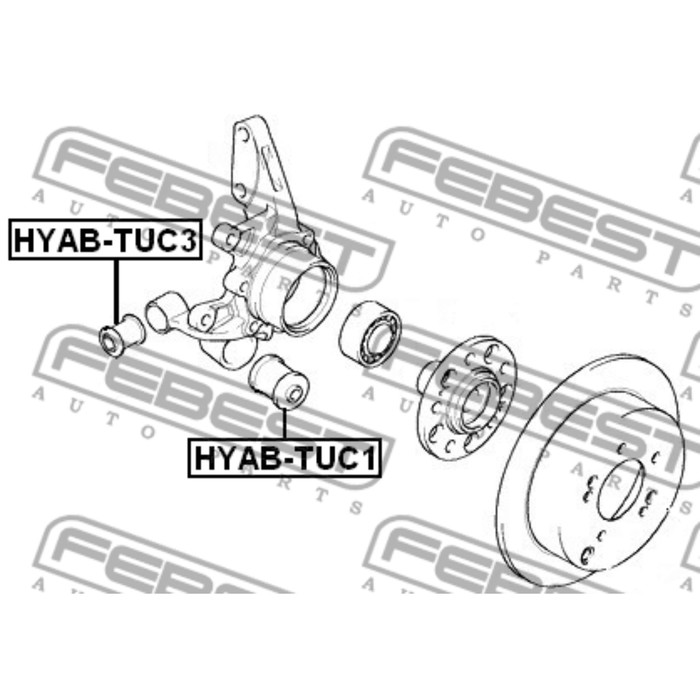 Сайлентблок задней цапфы febest hyab-tuc3