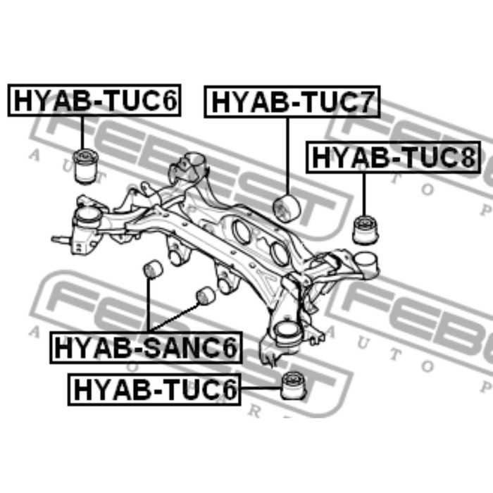 Сайлентблок подушки дифференциала febest hyab-tuc7