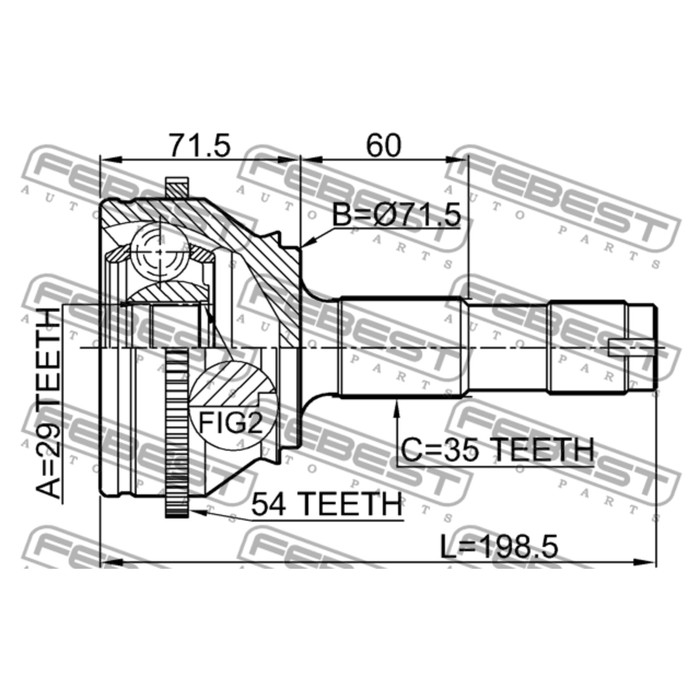Шрус наружный 29x71.6x35 febest 2810-drusa54