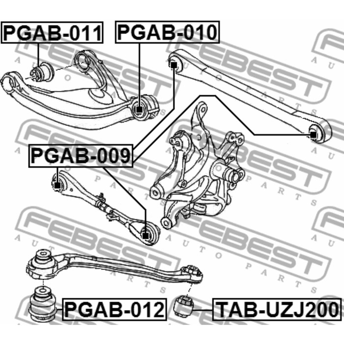 Сайлентблок заднего верхнего рычага febest pgab-010