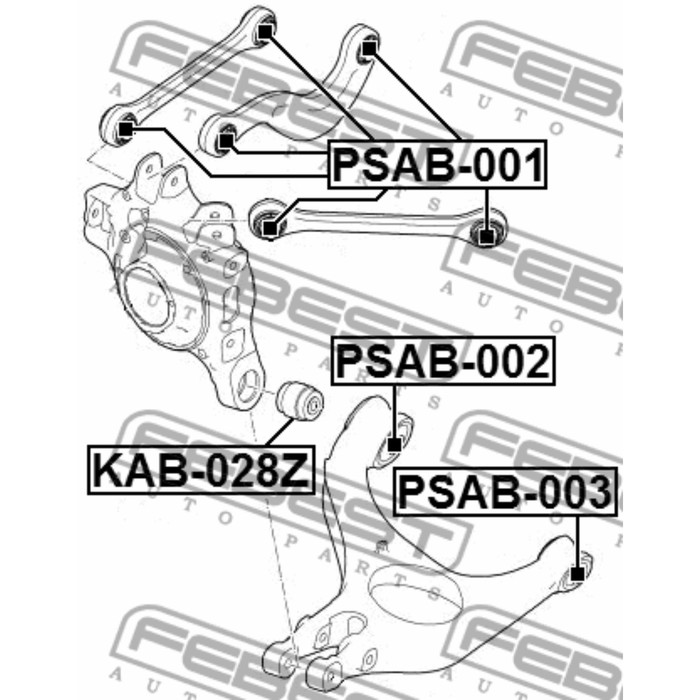 Сайлентблок заднего нижнего рычага febest psab-003