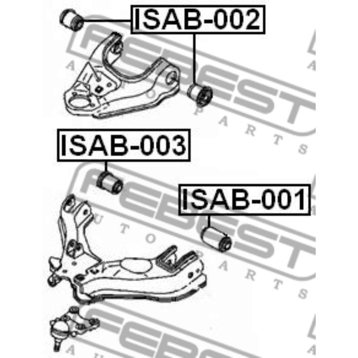Сайлентблок переднего верхнего рычага febest isab-002