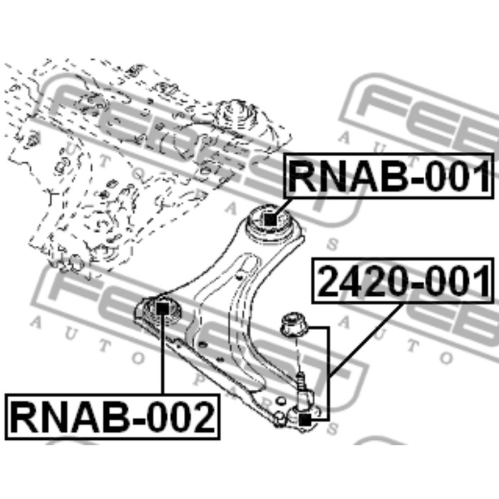 Сайлентблок передний переднего рычага febest rnab-002