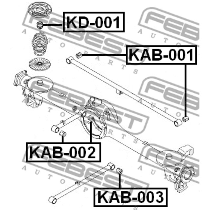 Сайлентблок задней поперечной тяги febest kab-001