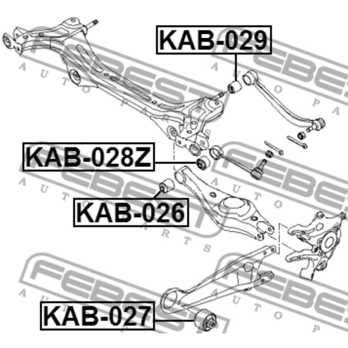Сайлентблок задней тяги febest kab-028z