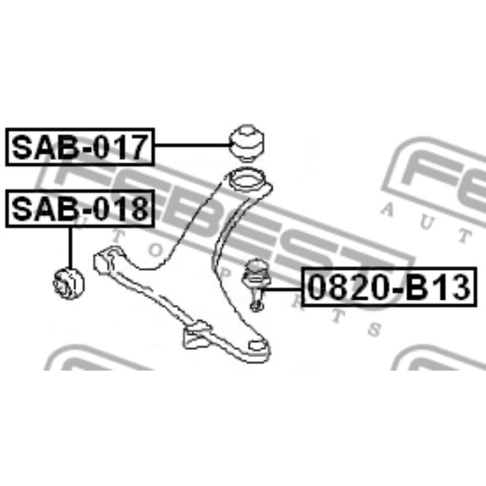Сайлентблок передний переднего рычага febest sab-018