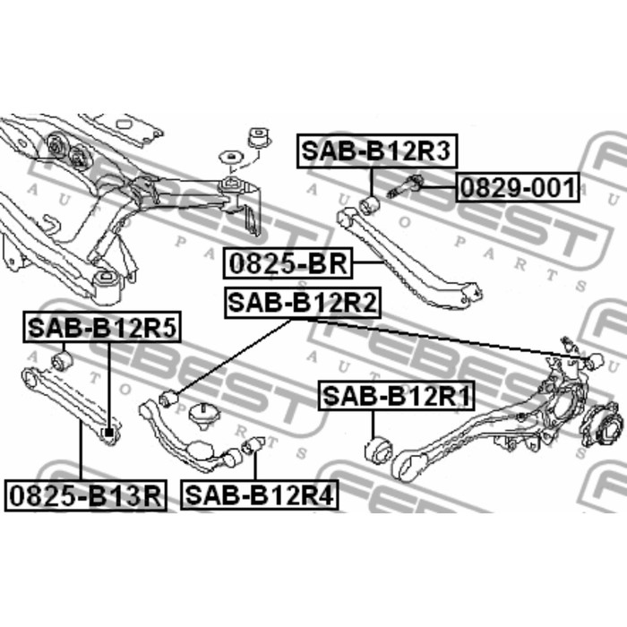 Сайлентблок задней поперечной тяги febest sab-b12r5