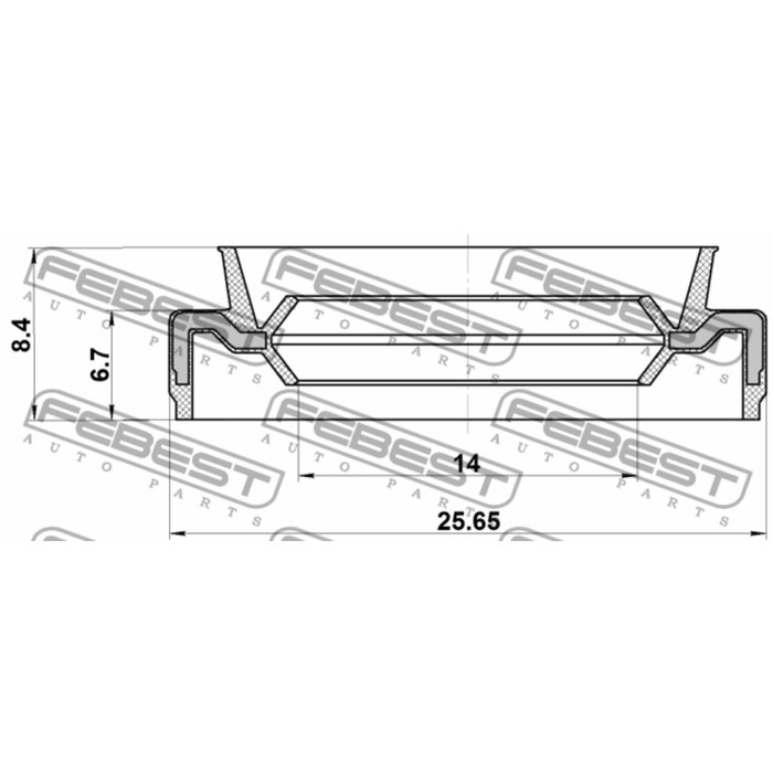 Сальник штока кпп 14x25.65x6.7x8.4 febest 95eay-15250708x