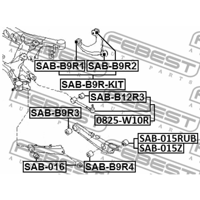 Сайлентблок заднего верхнего рычага (комплект) febest sab-b9r2