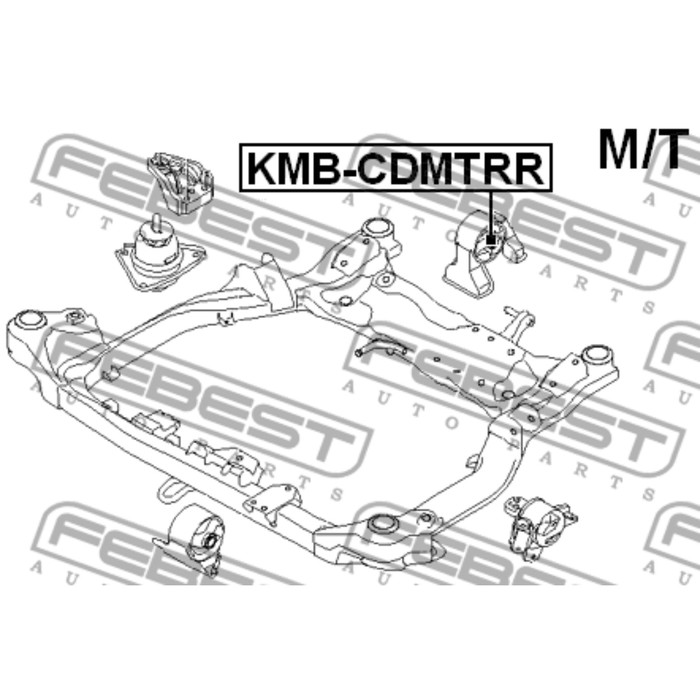 Сайлентблок задней подушки двигателя febest kmb-cdmtrr