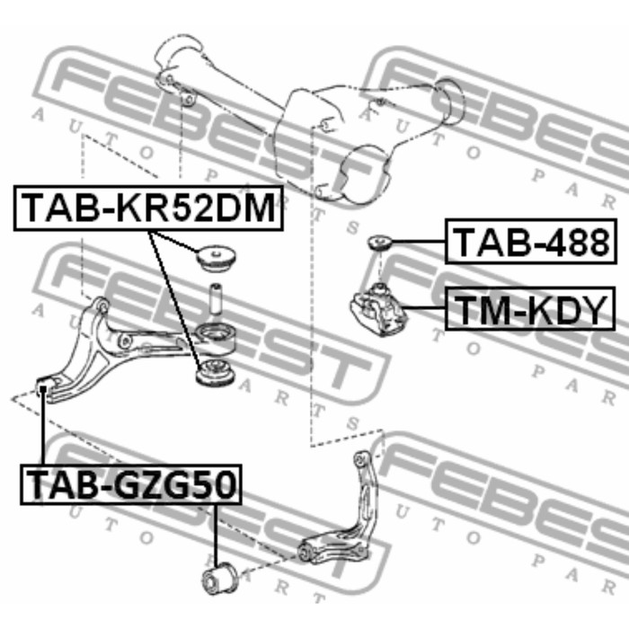 Подушка КПП FEBEST tm-kdy