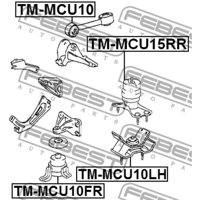 Подушка двигателя левая mt febest tm-mcu10lh