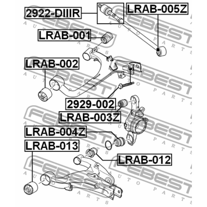Сайлентблок заднего рычага febest lrab-005z