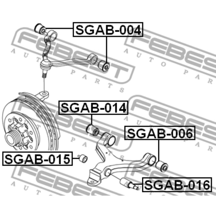 Сайлентблок переднего нижнего рычага febest sgab-016