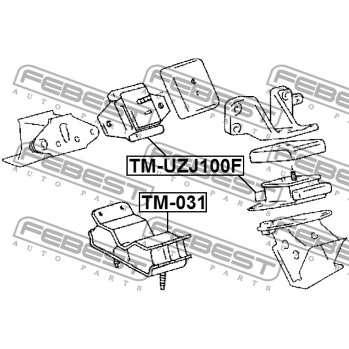 Подушка двигателя передняя 1hdfte febest tm-uzj100f