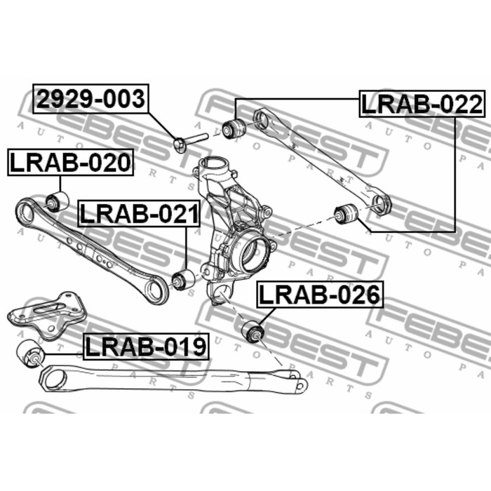 Сайлентблок задней цапфы febest lrab-026