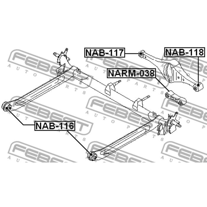 Сайлентблок задней балки febest nab-116