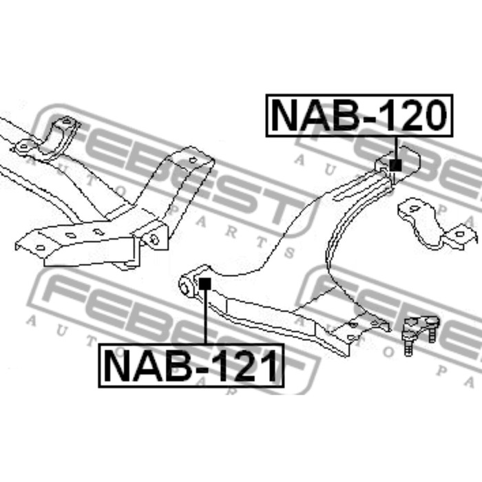 Сайлентблок задний переднего рычага febest nab-120