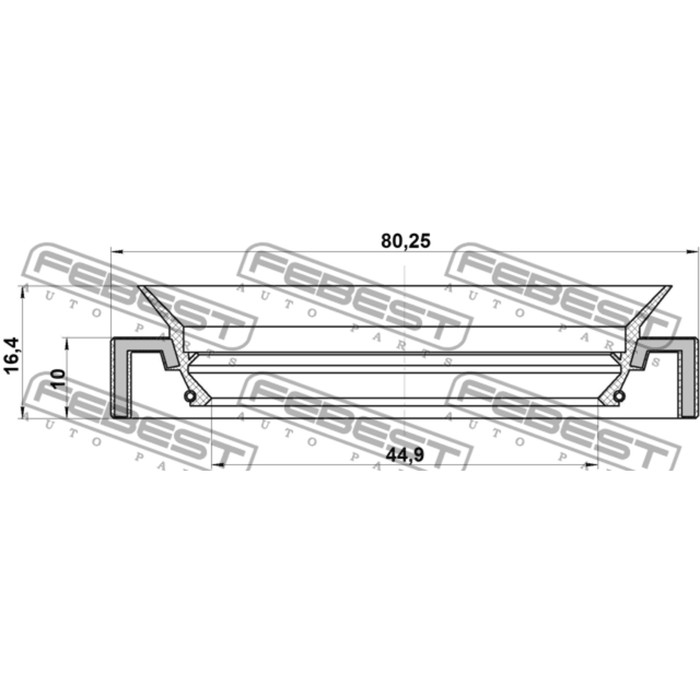 Сальник привода 46x80x10x16.4 febest 95hay-46801016c