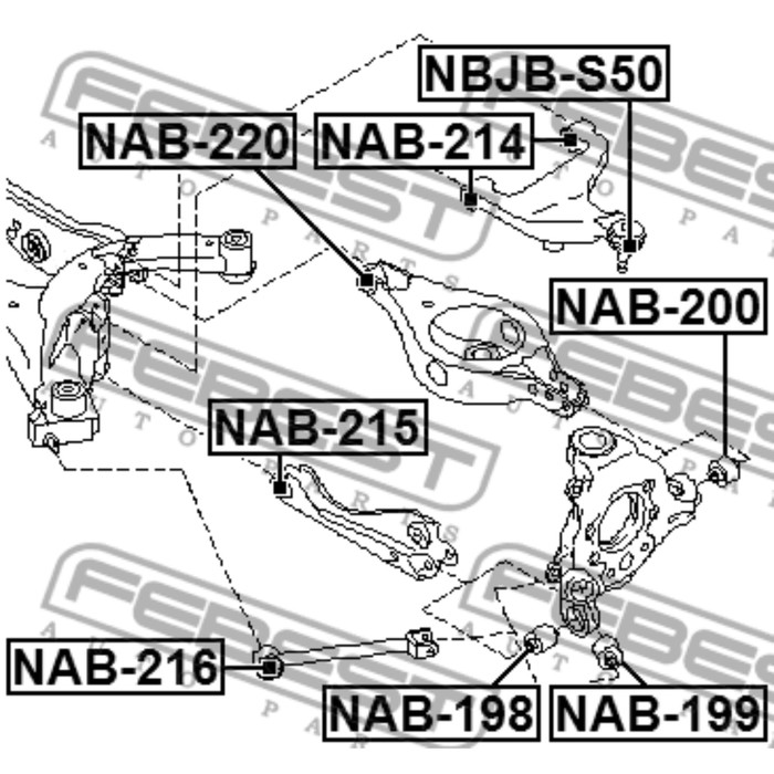 Сайлентблок задней тяги febest nab-215