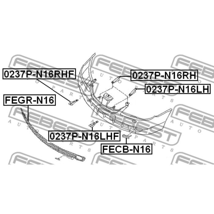 Заглушка буксировочного крюка переднего бампера febest fecb-n16