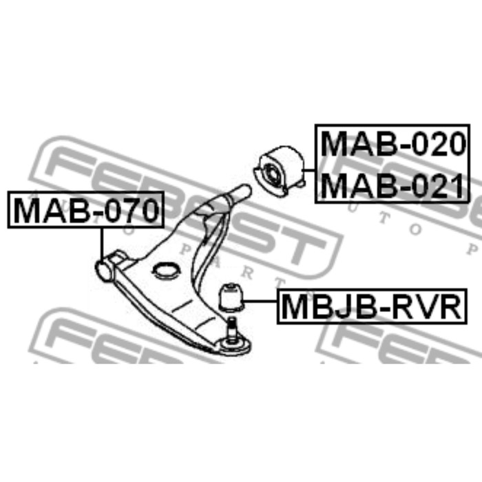 Сайлентблок передний переднего рычага febest mab-070