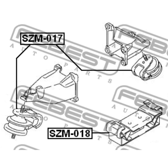 Подушка двигателя передняя (гидравлическая) febest szm-017