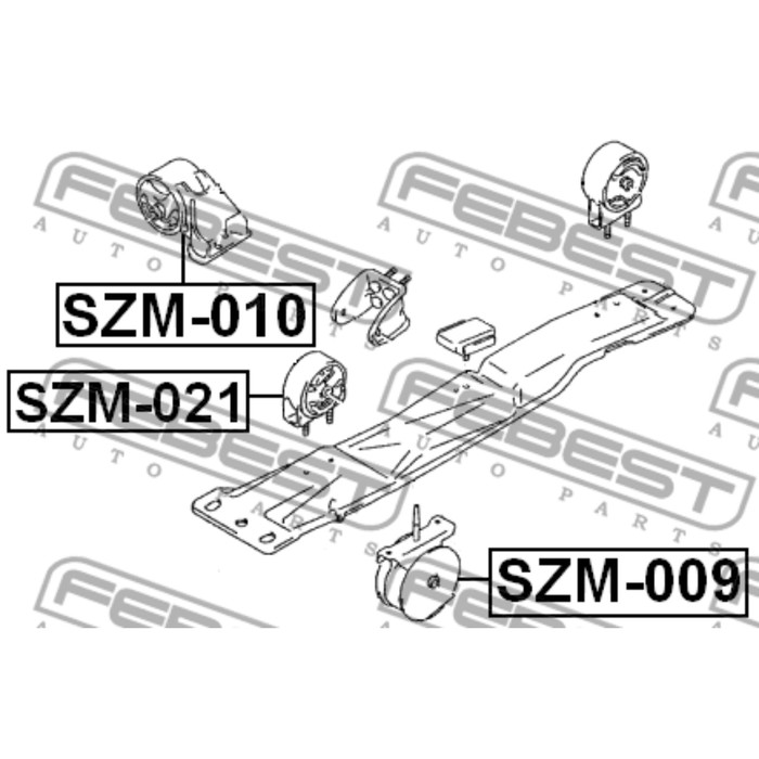 Подушка двигателя передняя febest szm-021