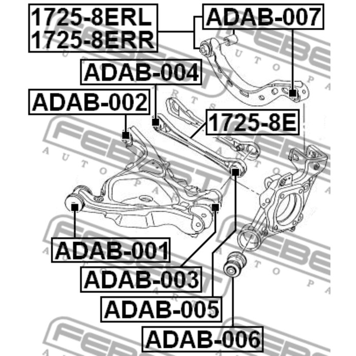 Сайлентблок заднего поперечного рычага febest adab-005