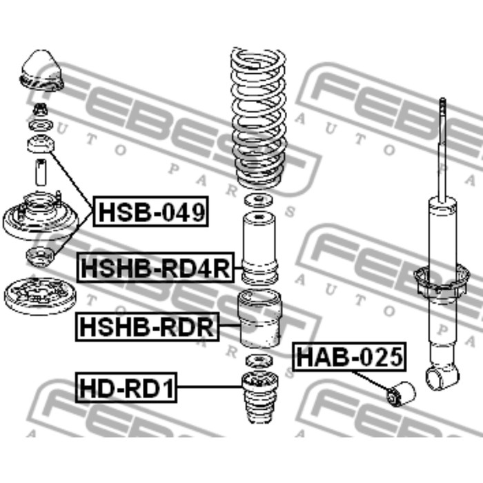 Сайлентблок заднего амортизатора febest hab-025