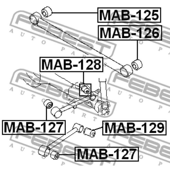 Сайлентблок задней поперечной тяги febest mab-126