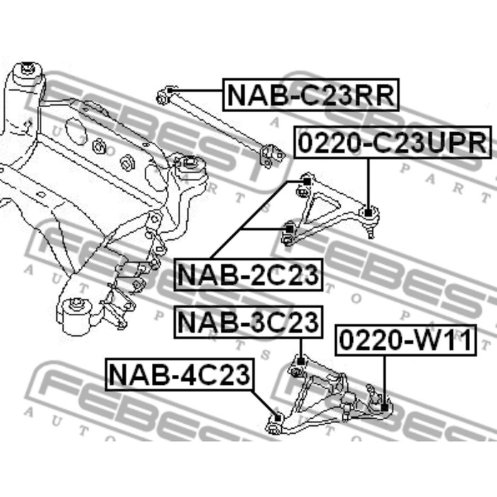 Сайлентблок заднего нижнего рычага febest nab-3c23