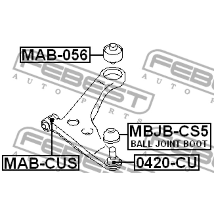 Сайлентблок передний переднего рычага febest mab-cus