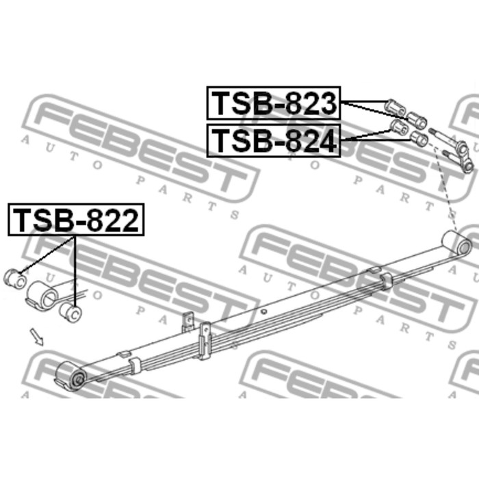 Втулка задней рессоры передняя febest tsb-822