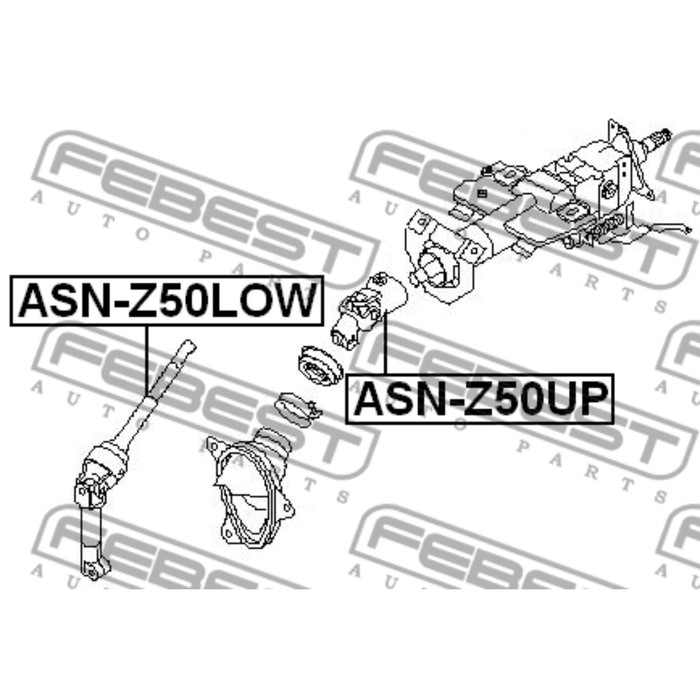 Вал карданный рулевой нижний febest asn-z50low