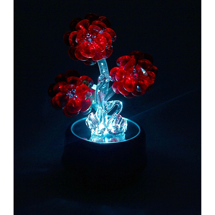 Сувенир световой, музыкальный, вращающийся "Два лебедя с цветком"