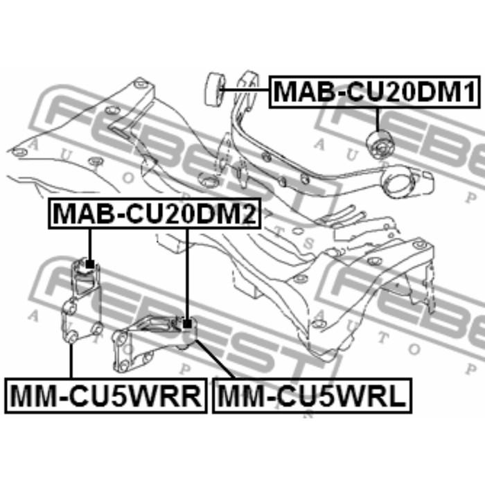 Подушка КПП FEBEST mm-cu5wrl