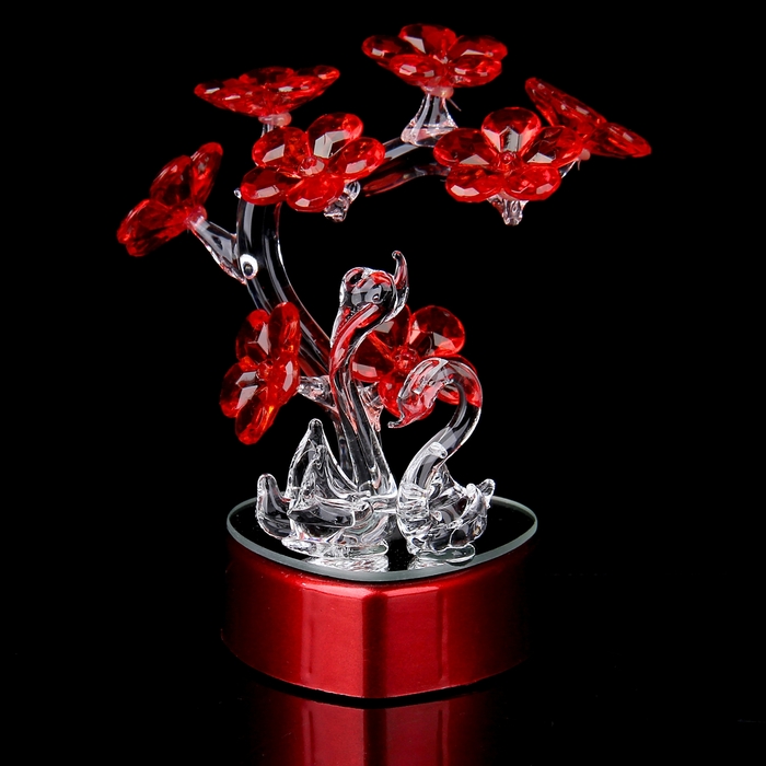 Сувенир световой "2 лебедя с розой"