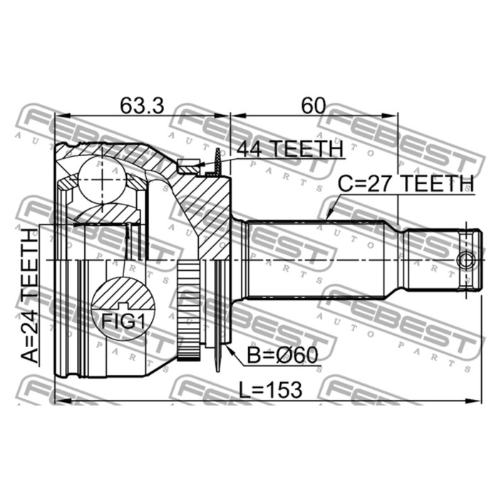 Шрус наружный 24x60x27 febest 2210-cer15a44