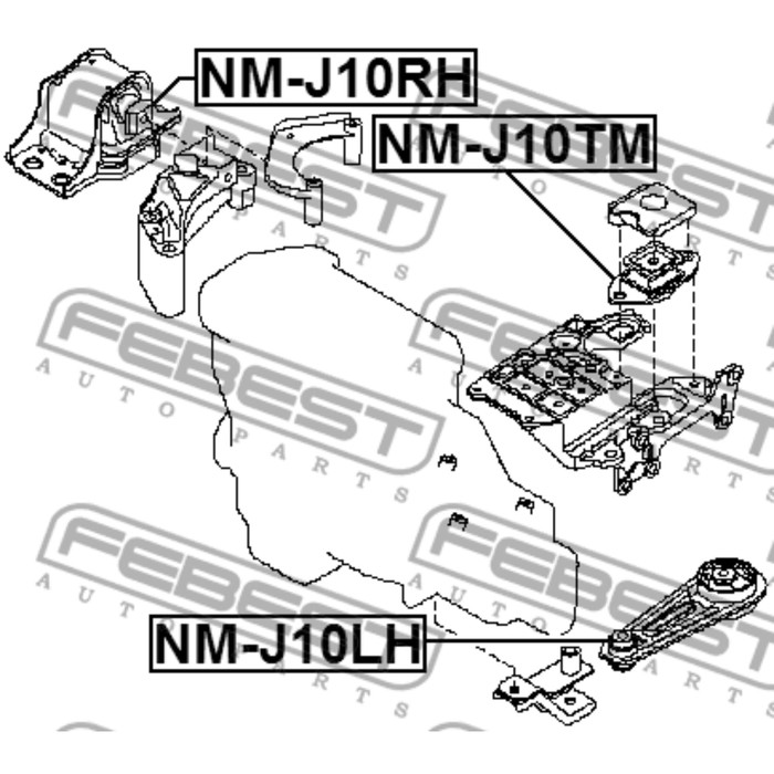 Подушка КПП FEBEST nm-j10tm