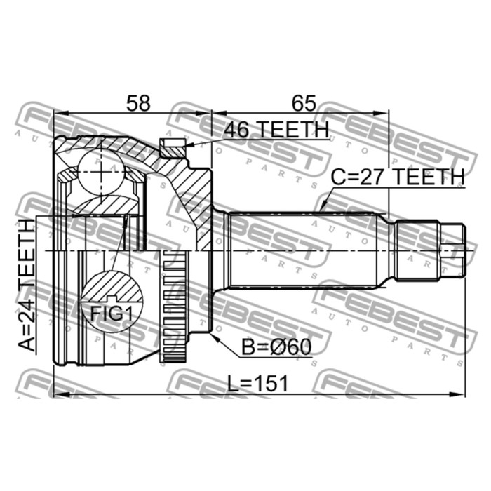 Шрус наружный 24x60x27 febest 2210-soua46