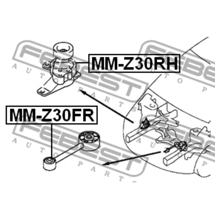 Подушка двигателя передняя febest mm-z30fr