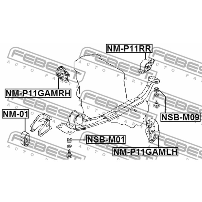 Подушка двигателя правая mt febest nm-p11gamrh
