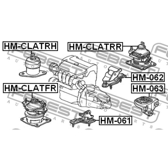 Подушка двигателя передняя (гидравлическая) at febest hm-clatfr