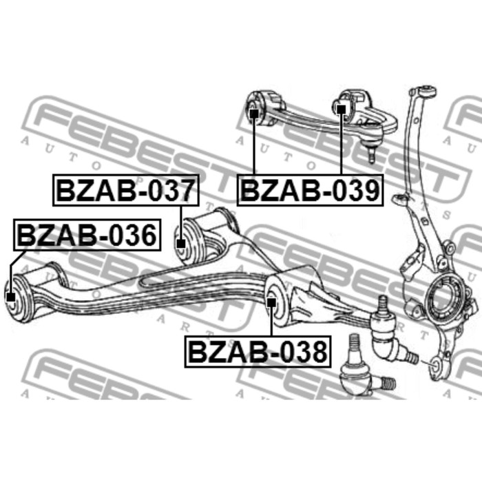 Сайлентблок нижнего переднего рычага комплект febest bzab-037
