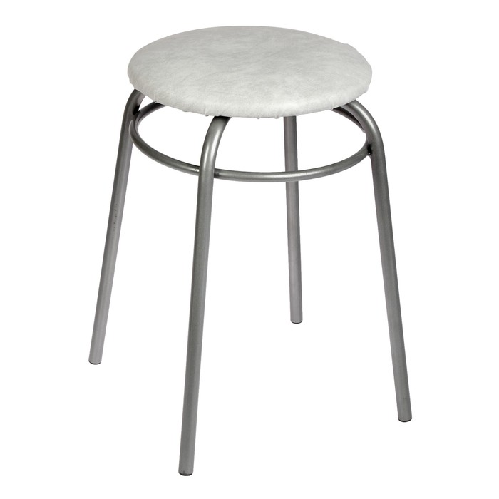 Табурет "Кольцо" Серебристый металлик/белый мрамор