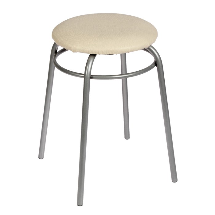 Табурет "Кольцо" Серебристый металлик/молочная рептилия