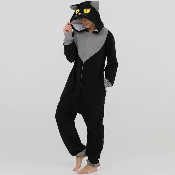 Комбинезон-кигуруми "Черный кот" (M), р.46-48, рост 170-178 см