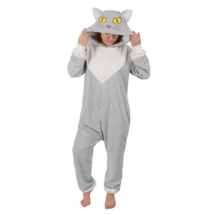 Комбинезон-кигуруми "Серый кот" (L), р.48-50, рост 176-184 см
