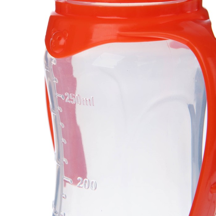 Бутылочка для кормления детская приталенная, с ручками, 250 мл, от 0 мес., цвет оранжевый